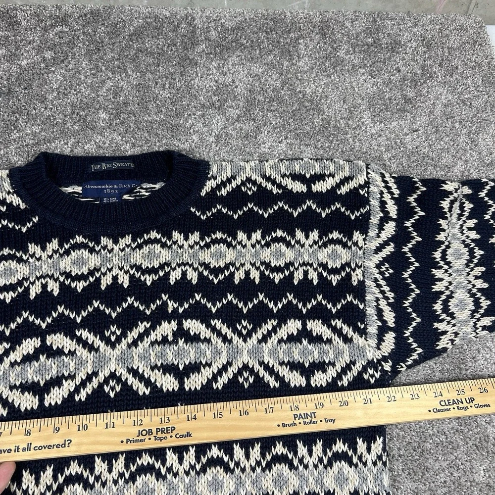 Vintage Abercrombie&Fitch The Big Sweater Chunky Knit Nordic Fair Isle 80s 90s M